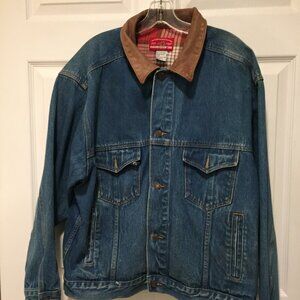 Viintage Marlboro Denim Distressed Trucker Jean Jacket Men's Large Made In USA 9